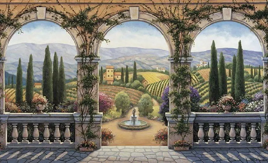   نقاشی دیواری ویلا توسکانی نوشته جان زاکئو ایتالیایی