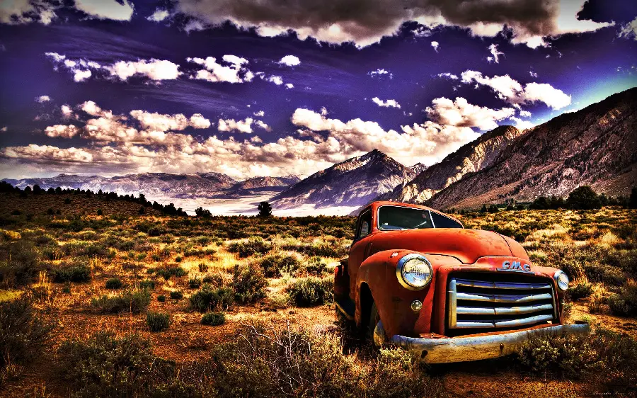 عکس نقاشی قشنگ و خلاقانه از خودروی قدیمی فرسوده