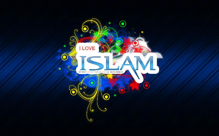 جذاب ترین تصویر طرح اسلامی ISLAM با زمینه مشکی برای پروفایل 