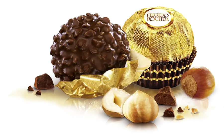 عکس png شکلات فندقی خارجی با پوسته طلایی FERRERO ROCHER