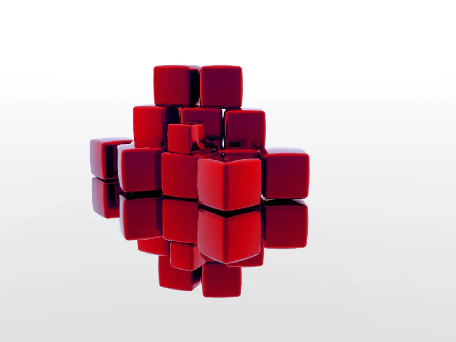قشنگ ترین تصویر زمینه مکعب های قرمز کوچک و بزرگ سه بعدی