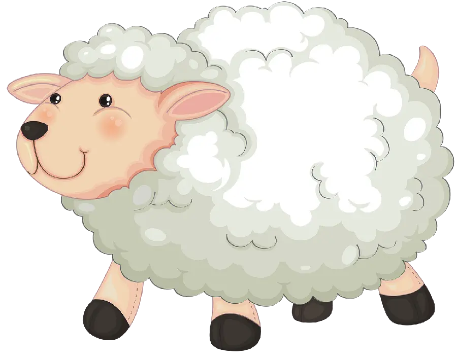 عکس نقاشی گوسفند پشمالو سفید گوگولی و بامزه با فرمت PNG پی ان جی 