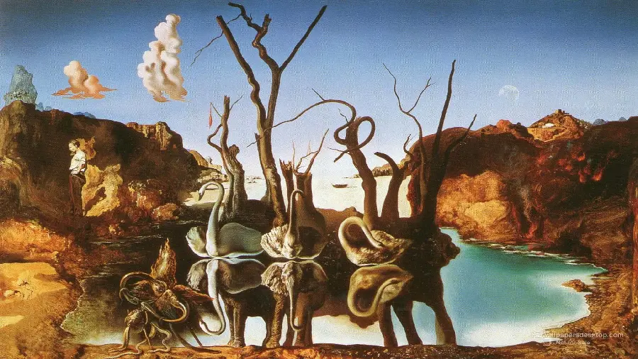 عکس قوها انعکاس فیل ها اثر معروف سالوادور دالی