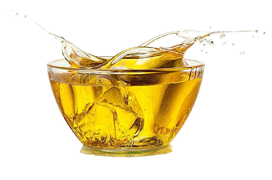 روغن زیتون پر جنب و جوش داخل کاسه شیشه ای پی ان جی