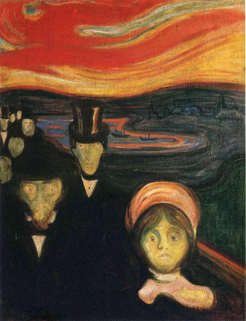 تابلو نقاشی اضطراب 1894 اثر ادوارد مونک به سبک اکسپرسیونیسم
