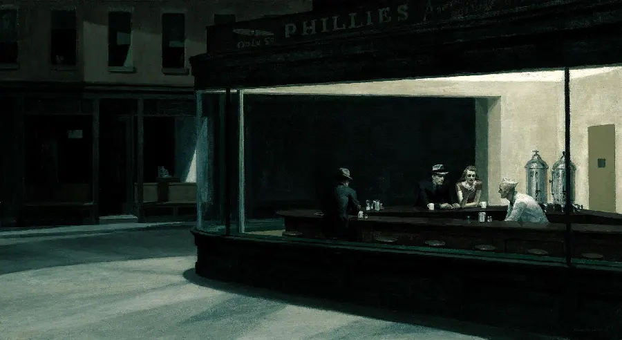 نقاشی ادوارد هاپر اثر هنری Nighthawks At The Diner 