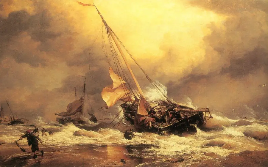 دانلود تصویر full HD نقاشی کشتی در حال غرق شدن اثر معروف میکل آنژ