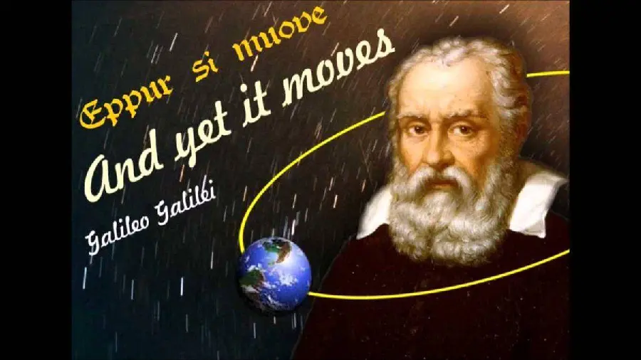 عکس گالیلئو گالیله فیزیک دان ایتالیی مشهور به همراه متن نوشته 