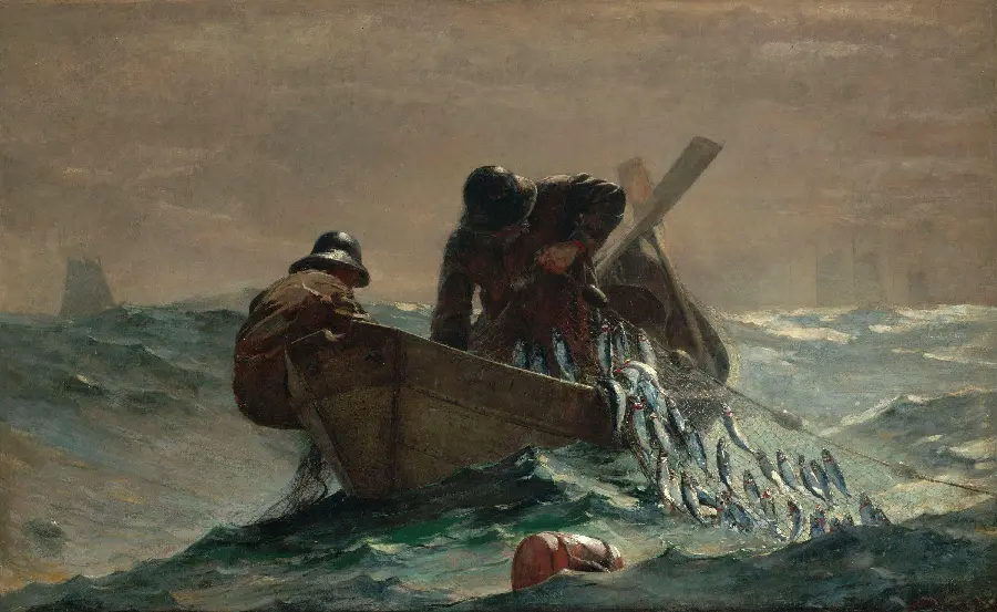 ماهیگیری |  نقاشی های وینسلو هومر، نقاشی آمریکایی 1885