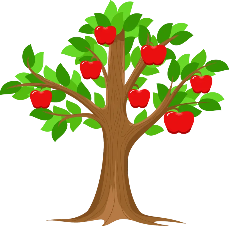 دانلود عکس پی ان جی png رایگان و با کیفیت نقاشی گرافیکی درخت سیب قرمز 