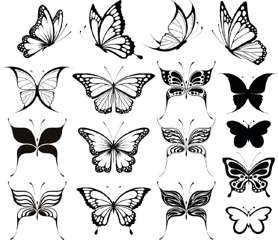 عکس PNG خال کوبی با طرح های مختلف پروانه بدون پس زمینه