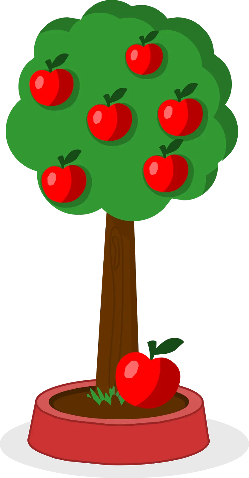 تصویر کیوت و باحال درخت سیب گرافیکی کامپیوتری با فرمت PNG پی ان جی و دوربری شده