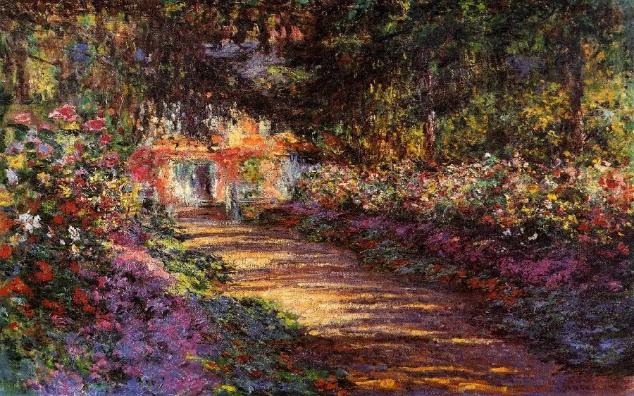 مسیری در باغ مونه در گیورنی - کلود مونه با رنگ روغن با دست 1902