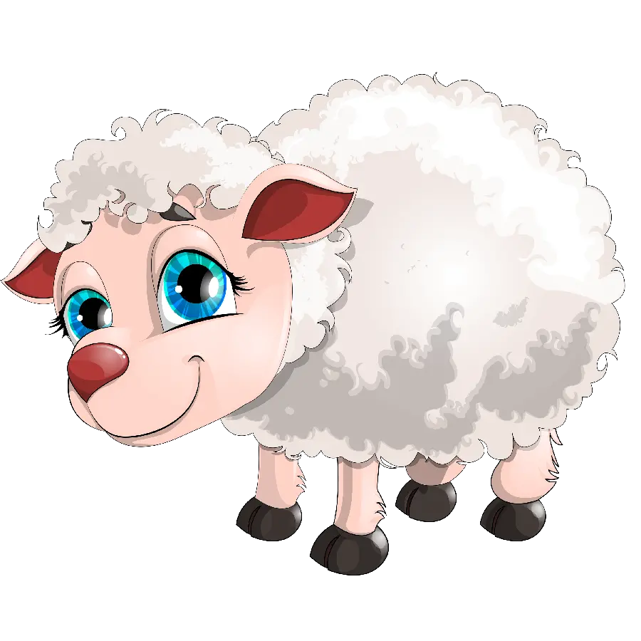 زیبا ترین تصویر نقاشی گرافیکی گوسفند سفید با چشم های آبی و معصوم 