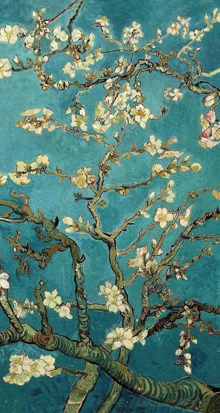 بکگراند طرح فصل بهار و شکوفه های درختان به سبک نقاشی کلاسیک مخصوص زمینه آیفون