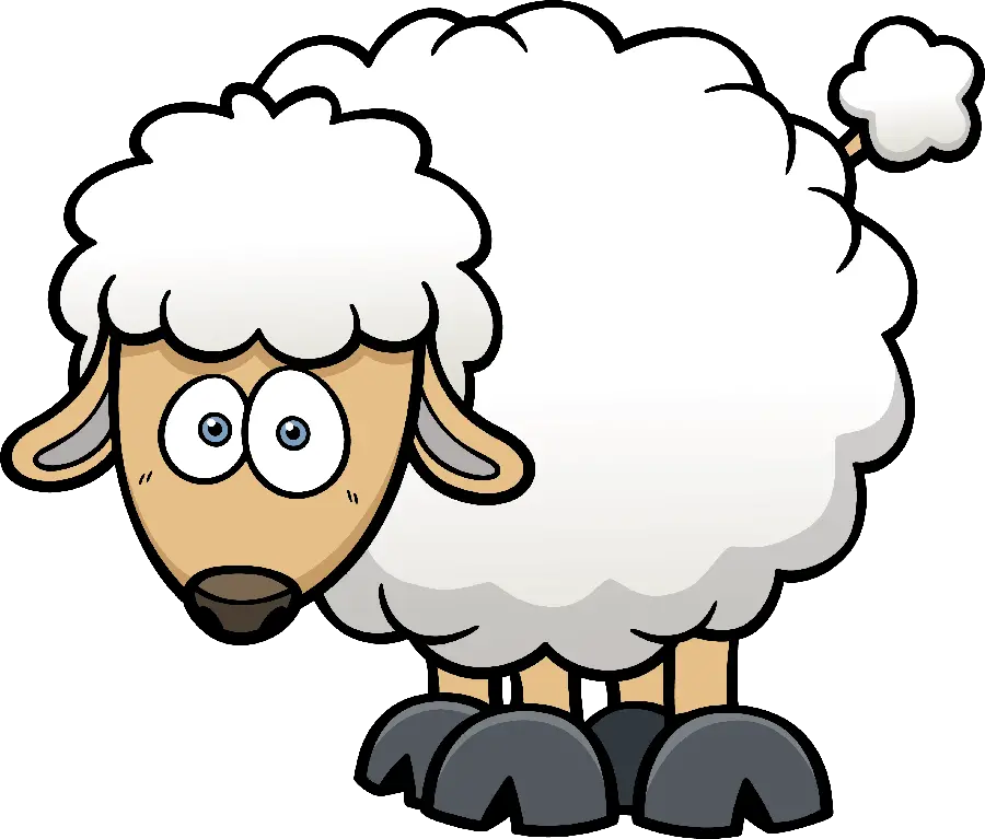 دانلود عکس پی ان جی png نقاشی گوسفند سفید پشمالو و چاق و چله 
