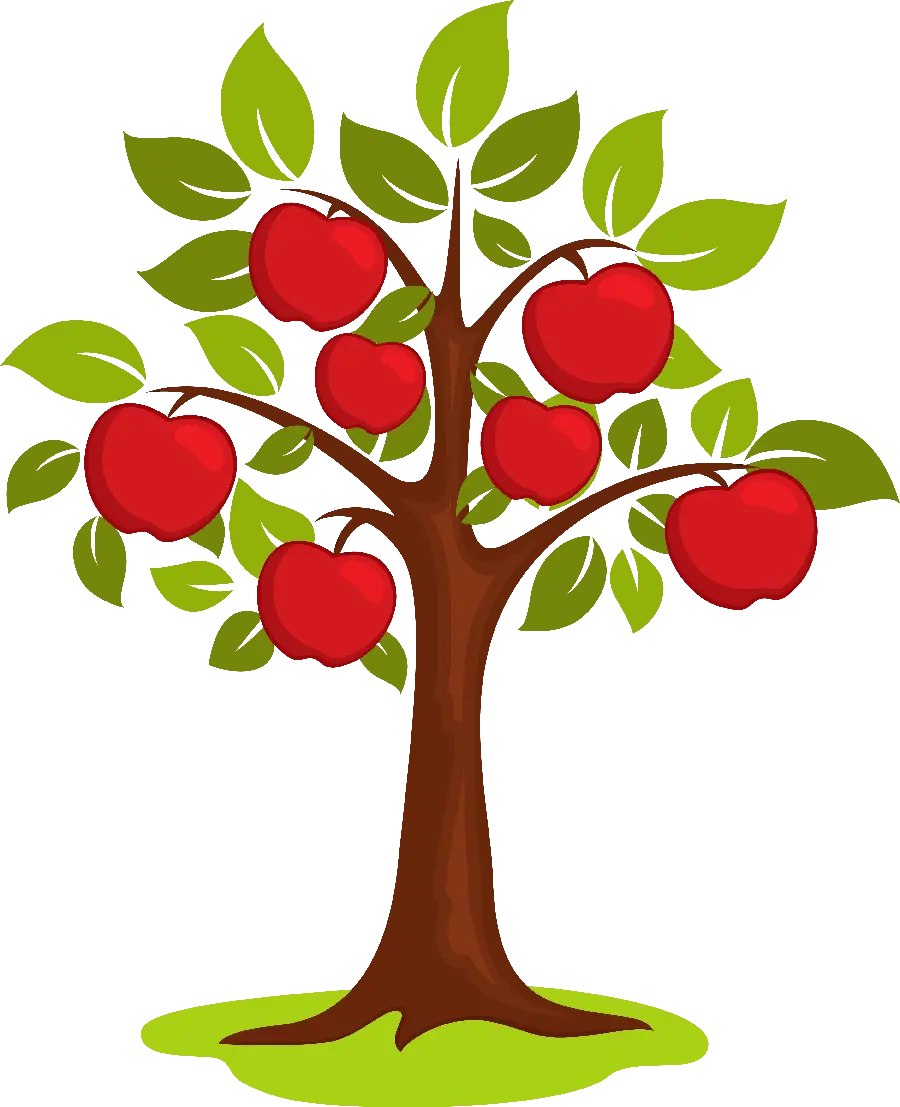 تصویر گرافیکی نقاشی درخت سیب با فرمت PNG و ترانسپرنت دوربری شده رایگان 