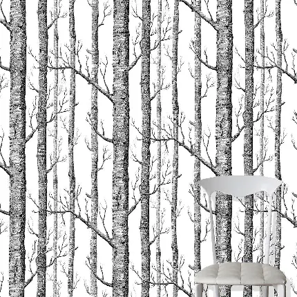 تصویر وکتور سیاه و سفید با طراحی خاص تنه درختان