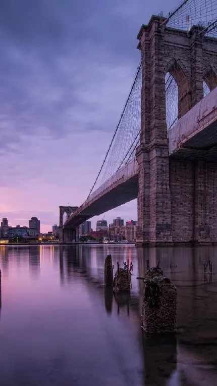 پس زمینه پل بروکلین از قدیمی ‌ترین پل ‌های معلق آمریکا