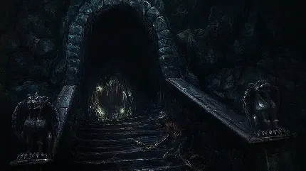 تصویر نقاشی شده  از غار تاریک و بسیار ترسناک 