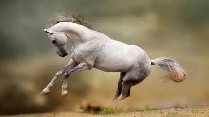 دانلود عکس اسب سفید در حال پرش با کیفیت بالا 