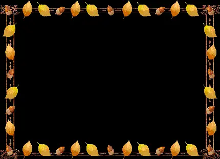 تصویر پی ان جی png کادر طرح برگ های پاییزی با زمینه مشکی