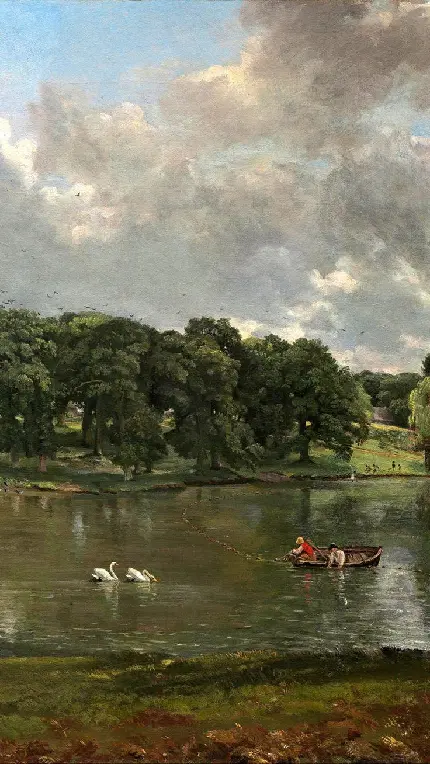 عکس استوک نقاشی رودخانه ددهام اثر جان کانستبل نقاش انگیسی سبک رمانتیک 