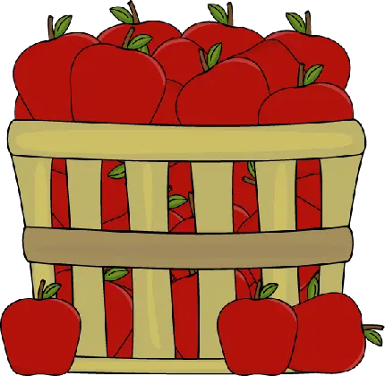 دانلود تصویر پی ان جی کارتونی سبد پر سیب قرمز 