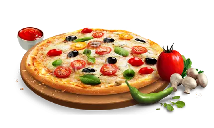 دانلود png رایگان عکس غذا با گوجه و قارچ و پنیر پیتزا