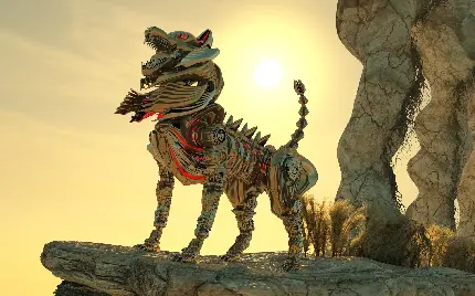 عکس زمینه با القای حس هیجان از سگ رباتی مورد استفاده در سینما