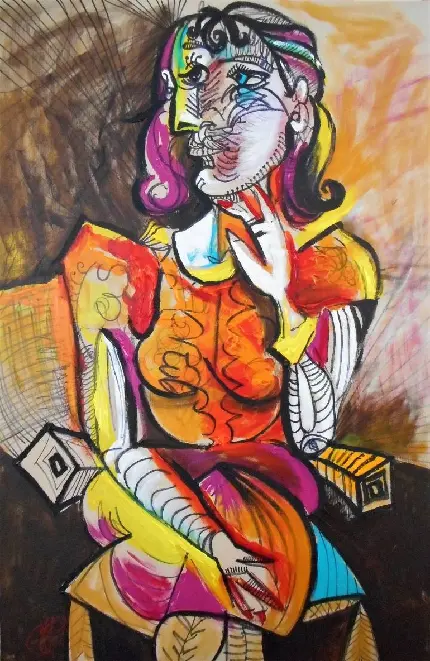 یکی نقاشی های پیکاسو از زنی نشسته دانلود رایگان 