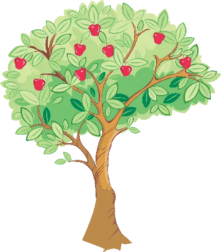 دانلود عکس درخت سیب گرافیکی با فرمت PNG و ترانسپرنت دوربری شده رایگان 