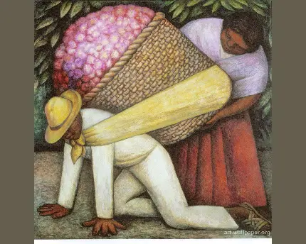 تابلو نقاشی زیبا و با کیفیت حامل گل اثر دیگو ریورا