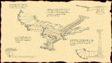 عکس نقشه مهندسی و دقیق لئوناردو داوینچی برای اختراع وسیله 
