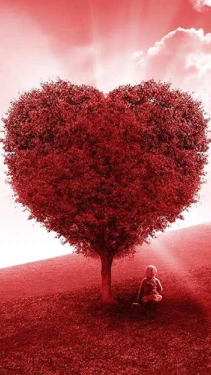 جدید ترین بک گراند قرمز درخت قلبی مخصوص گوشی عشاق