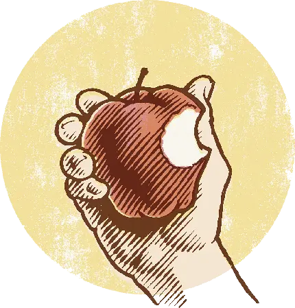 دانلود عکس کارتونی نقاشی سیب قرمز در دست با فرمت پی ان جی رایگان 