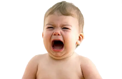پی ان جی عکس نوزاد پسر در حال گریه کردن با فریاد و دهان باز 