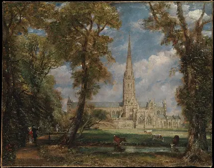 معروف ترین نقاشی جان کانستبل به نام Salisbury Cathedral from the Bishop's Garden