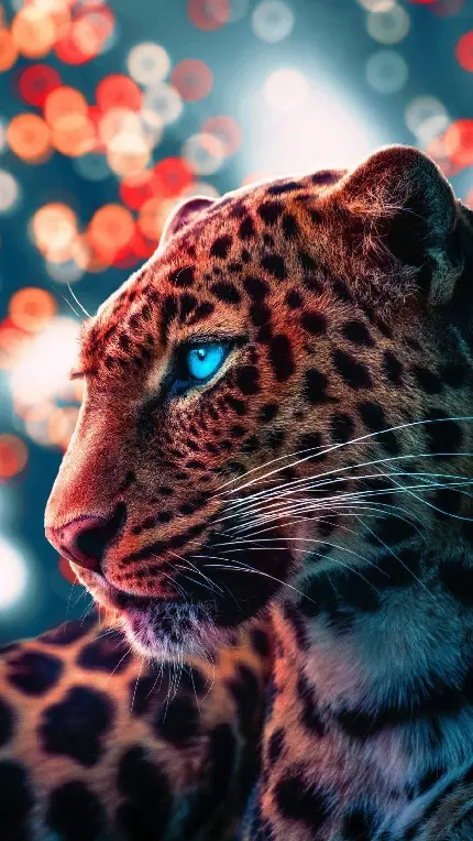 عکس هنری یوزپلنگ چشم آبی با زمینه نورانی بسیار زیبا