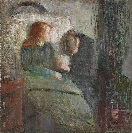 تصویر نقاشی به نام کودک بیمار ۱۹۰۷ اثر زیبای ادوارد مونک