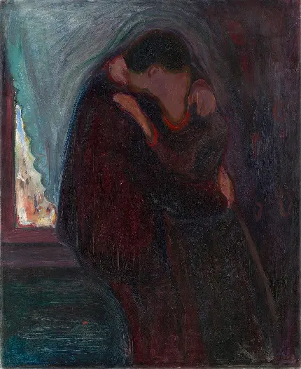 عکس نقاشی رمانتیک بوسه اثر هنری ادوارد مونک سال 1897