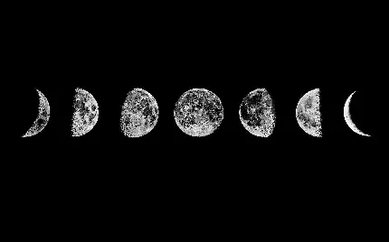 تصویر استوک فازهای ماه یا تغییرات هلال تا بدر در روزهای قمری با کیفیت بالا