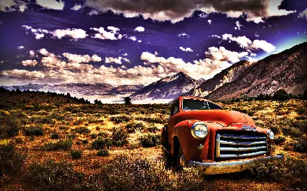 عکس نقاشی قشنگ و خلاقانه از خودروی قدیمی فرسوده