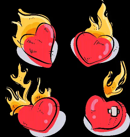 PNG خفن و خوشگل طرح نقاشی شده قلب آتشین برای خالکوبی