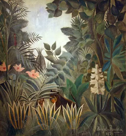 دانلود عکس رایگان و با کیفیت نقاشی جنگل The jungle از آنری روسو