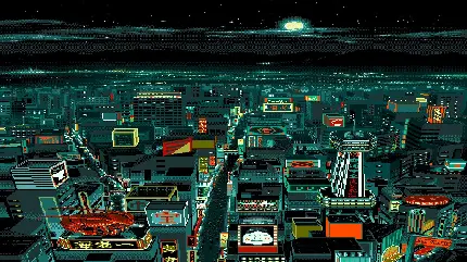 دانلود عکس منظره شهر در انیمیشن های پیکسلی pixel art