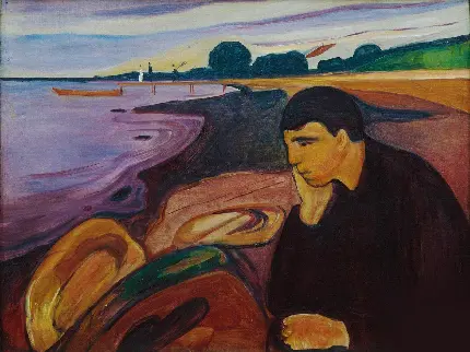 عکس نقاشی ادوارد مونک به نام ملانکولیا افسرده 