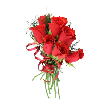 دانلود تصویر پی ان جی دسته گل رز با روبان قرمز خوشگل