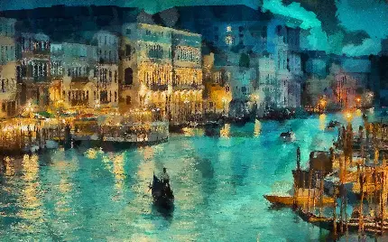 نقاشی ایتالیایی گراند کانال، نقاشی ونیز ایتالیا گوندولا