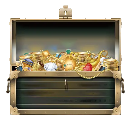 دانلود تصویر پی ان جی PNG صندوقچه گنج پر از طلا و الماس و سکه 